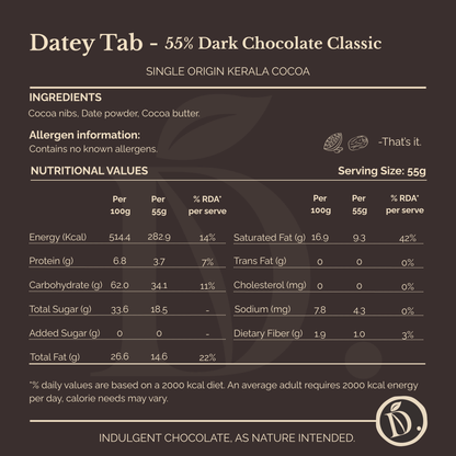 Datey Tab 55% Dark Chocolate Classic