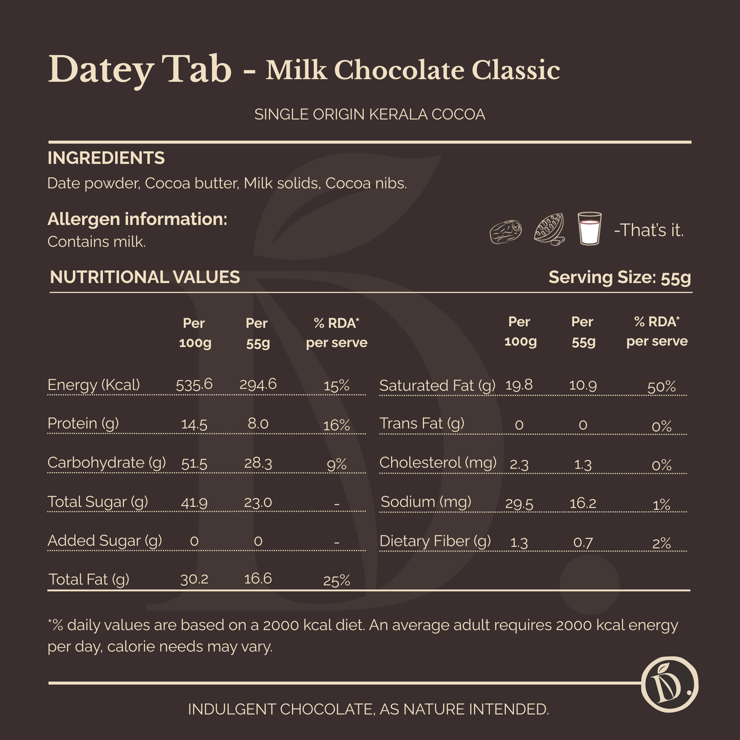 Datey Tab Milk Chocolate Classic