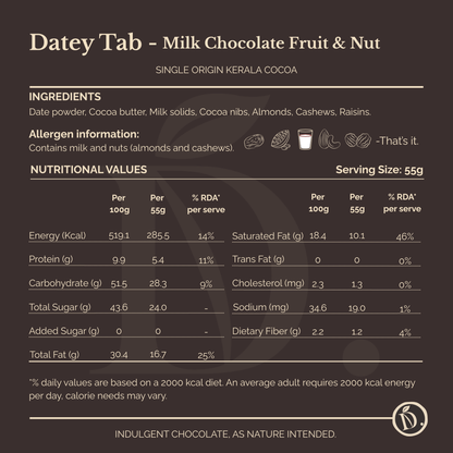 Datey Tab Milk Chocolate Fruit & Nut