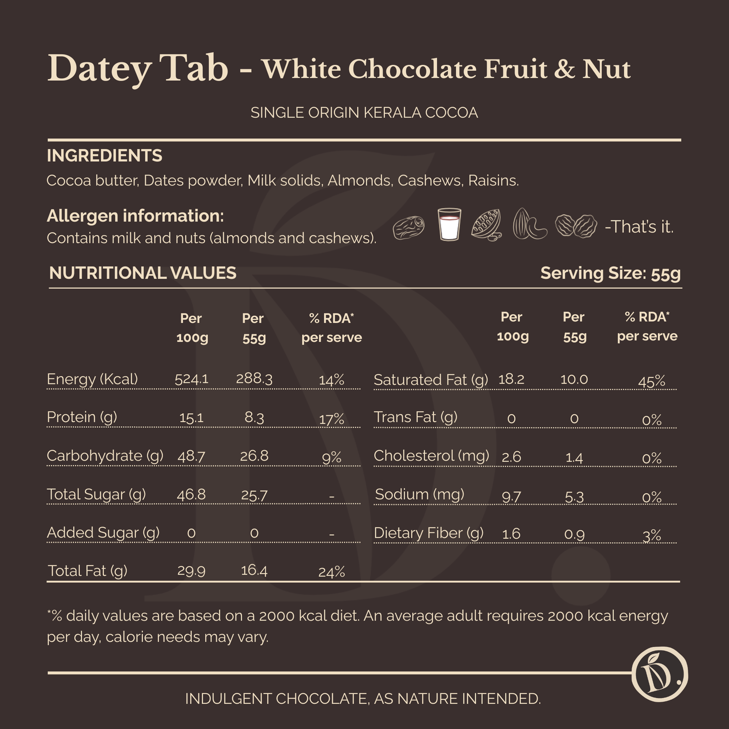 Datey Tab White Chocolate Fruit & Nut